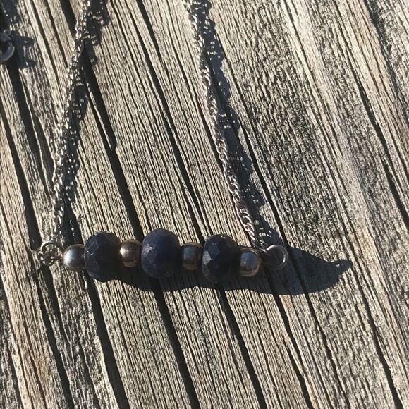 Sapphire and sterling silver necklace, NWT, 17” - Picture 2 of 3